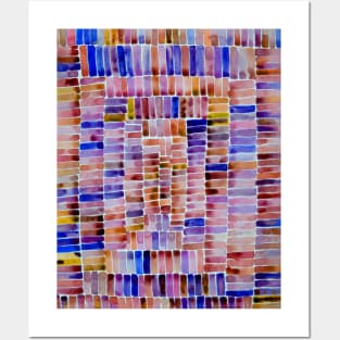 Watercolor abstract rectangles - purple and blue Posters and Art